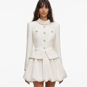 Self-Portrait Beige Trimmed Tweed Mini Dress